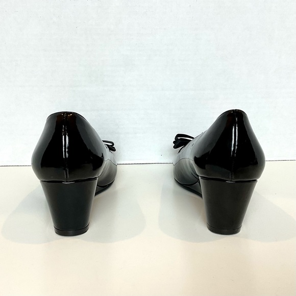 Nordstrom Patent Peep Toe Bow Wedges Heels - Picture 7 of 13